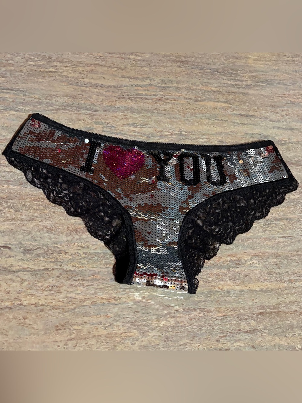 NWOT PINK Victoria's Secret Extra Low Rise Sequins Front Lace Back Hipster Panty